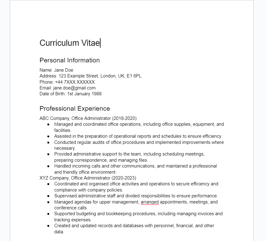 CV pavyzdžiai - CV pavyzdys parsisiųsti