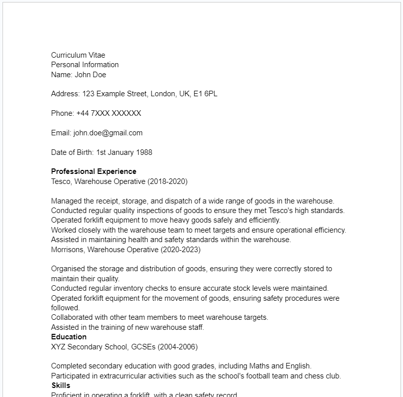CV pavyzdžiai - CV pavyzdys parsisiųsti